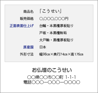 店頭等における表示例