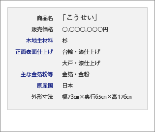 店頭等における表示例